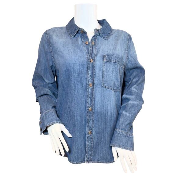 #T109 JONATHAN SIMKHAI STANDARD Ryder Denim Shirt $275 - Picture 4 of 14